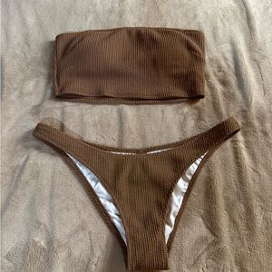 PINK Victoria's Secret White and Brown Top